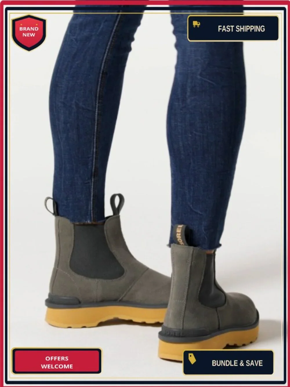 Women's Waterproof Leather Chelsea Rain Boots with Lug Sole